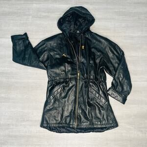 Vintage Black Genuine Leather Jacqueline Ferrar Coat Jacket